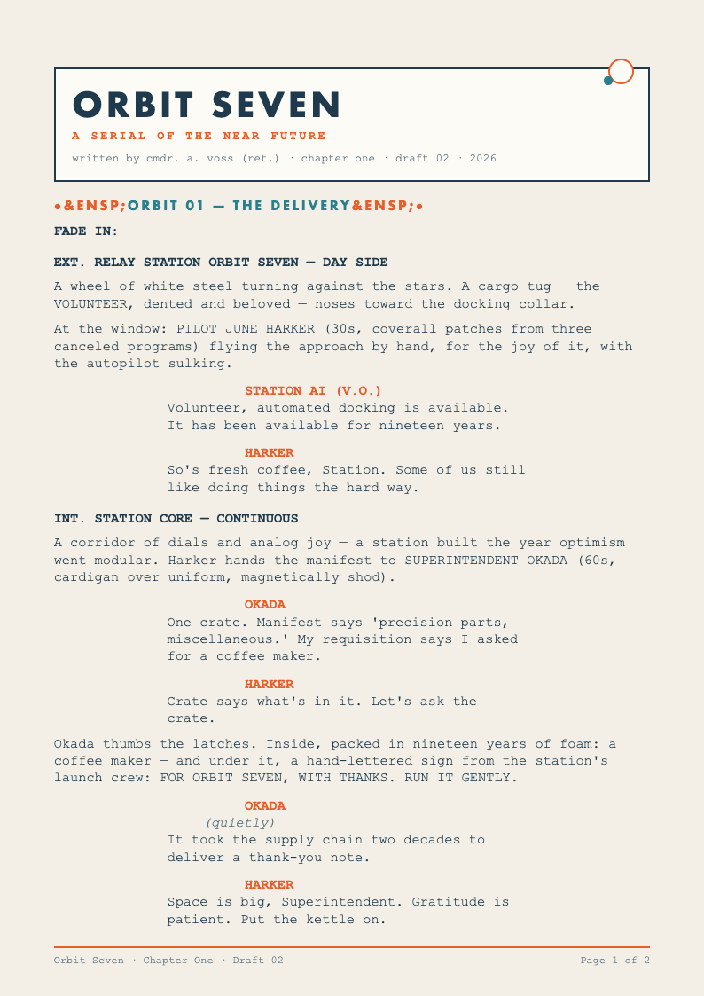 Retro space age screenplay template